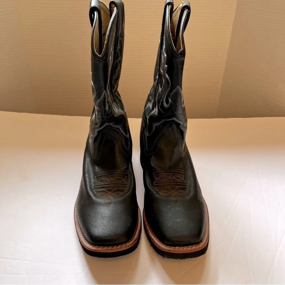 SMOKEY MOUNTAIN Black Blue Western Cowboy Boots Decorative Stitching Size 4